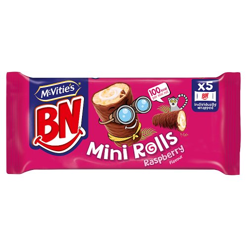 McVities BN Raspberry Mini Rolls 5pk 200g pack shot
