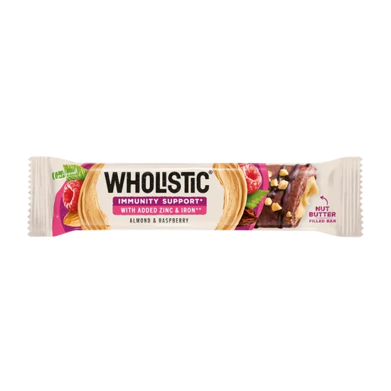 Wholistic Raspberry & Almond Snack Bars 40g pack shot