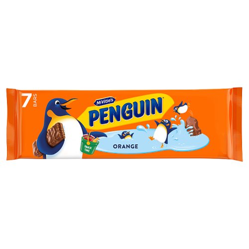 McVities Penguin Orange Biscuit Bars 7 x 18.3g pack shot