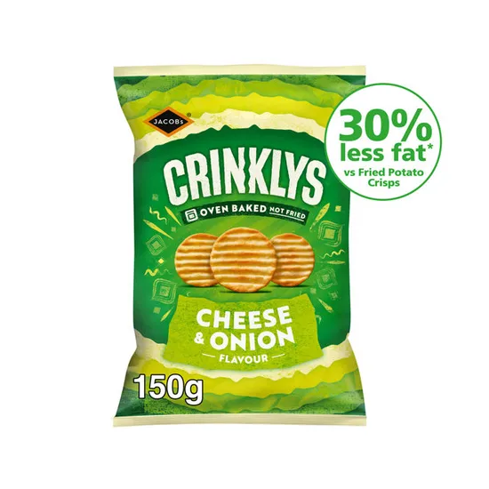 Jacobs Crinklys Cheese & Onion 150g pack shot