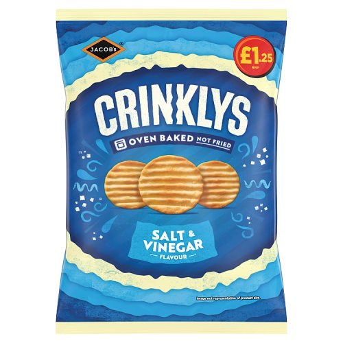 Jacobs Mini Cheddars Crinkly Salt & Vinegar PM £1.25 90g pack shot