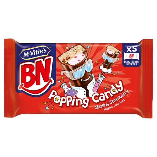 McVities BN Popping Candy Strawberry Cake Bar 5pk 130g pack shot