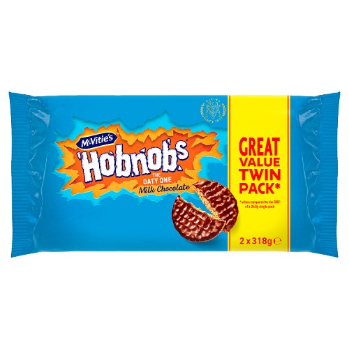 McVities Milk Chocolate Hobnob Twin Pack 2 x 318g pack shot