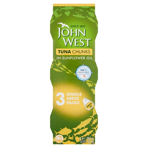 John West Tuna Chunks Sunflower Oil 3pk (3 x 80g) pack shot
