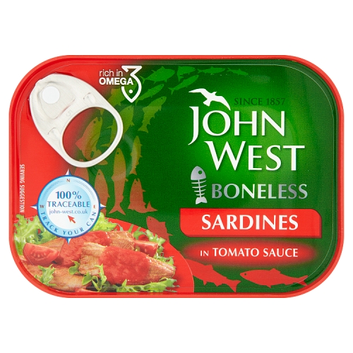 John West Boneless Sardines Tomato 95g pack shot