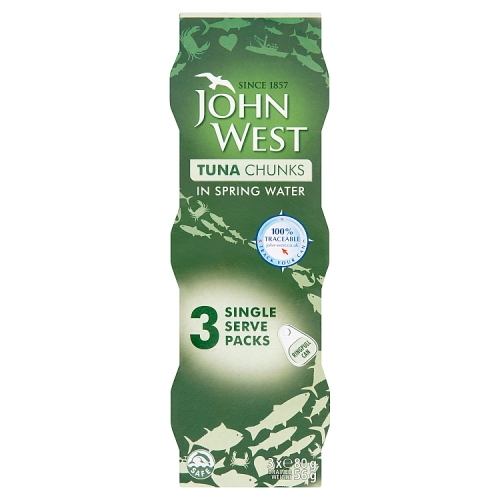John West Tuna Chunks Springwater 3pk (3 x 80g) pack shot