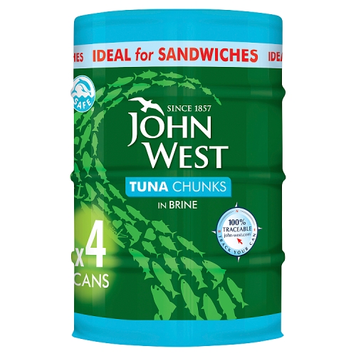 John West Tuna Chunks in Brine 4pk (4 x 132g) pack shot