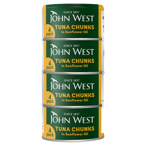 John West Tuna Chunks in Sunflower Oil 4pk (4 x 125g) pack shot