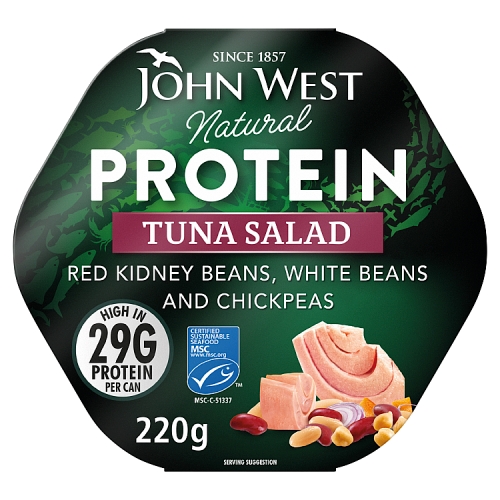 John West Natural Protein Tuna Red Kidney Beans 220g pack shot
