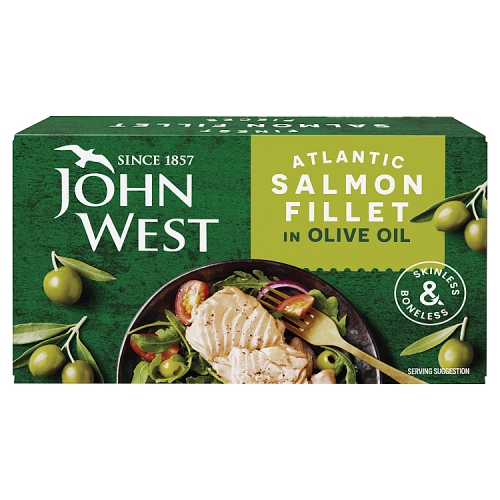 John West Atlantic Salmon Fillet in Olive Oil 115g pack shot
