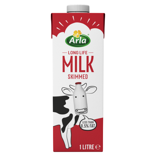 Arla UHT Milk Skimmed 1Ltr pack shot