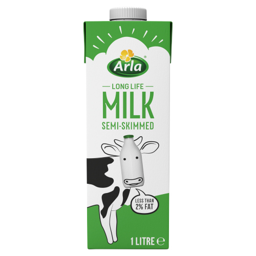 Arla UHT Milk Semi Skimmed 1Ltr pack shot