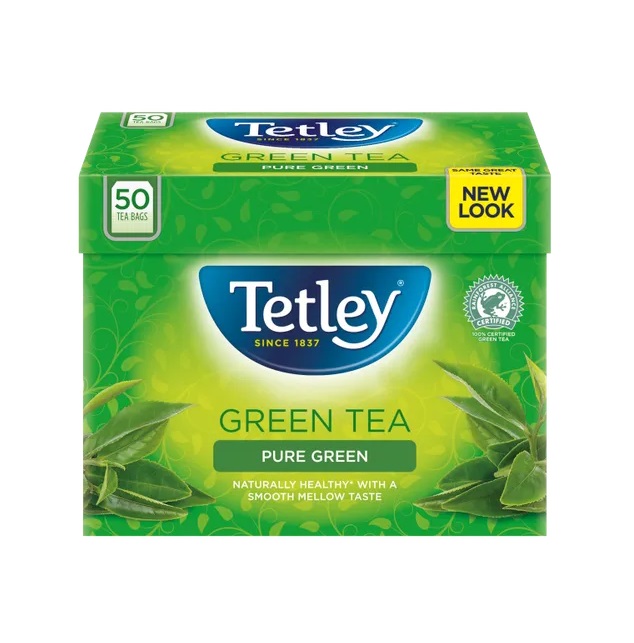 Tetley Green Tea Pure Green Tea Bags 50s 100g pack shot