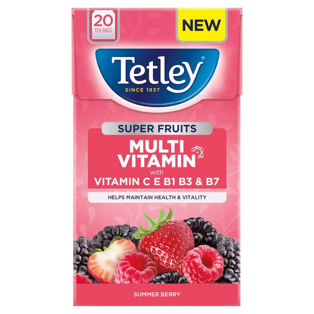 Tetley Super Fruit Multivitamin Super Berry 20s pack shot