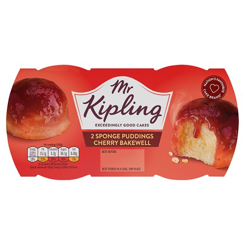 Kipling Cherry Bakewell Sponge Pudding 2pk (2 x 54g) 108g pack shot