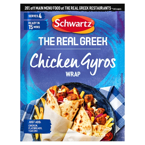 Schwartz the Real Greek Chicken Gyros Wrap 20g pack shot