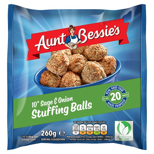 Aunt Bessies Sage & Onion Stuffing Balls 260g pack shot