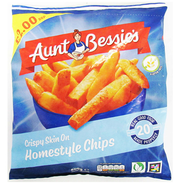 Aunt Bessies Crispy & Fluffy Homestyle Chips PM £2 600g pack shot