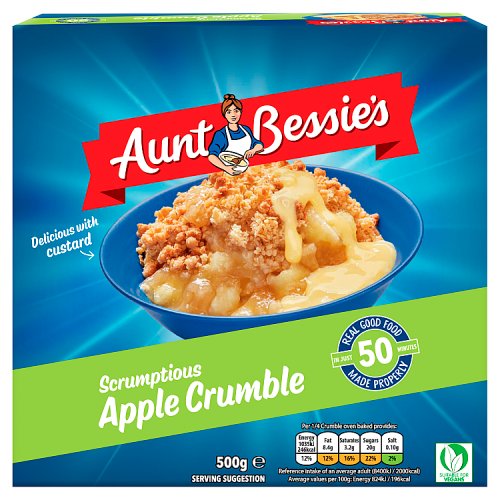 Aunt Bessies Scrumptious Apple Crumble 500g pack shot