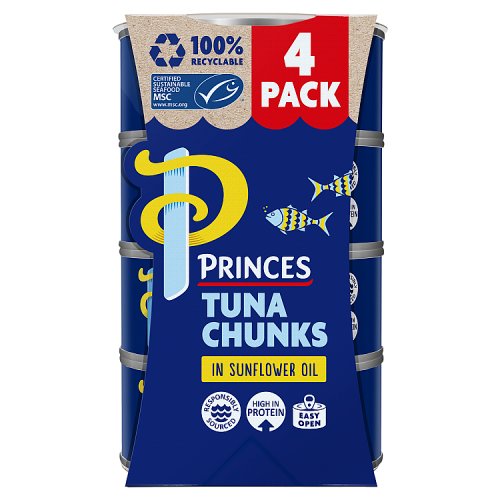 Princes Tuna Chunks Sunflower Oil 4pk (4 x 145g) pack shot