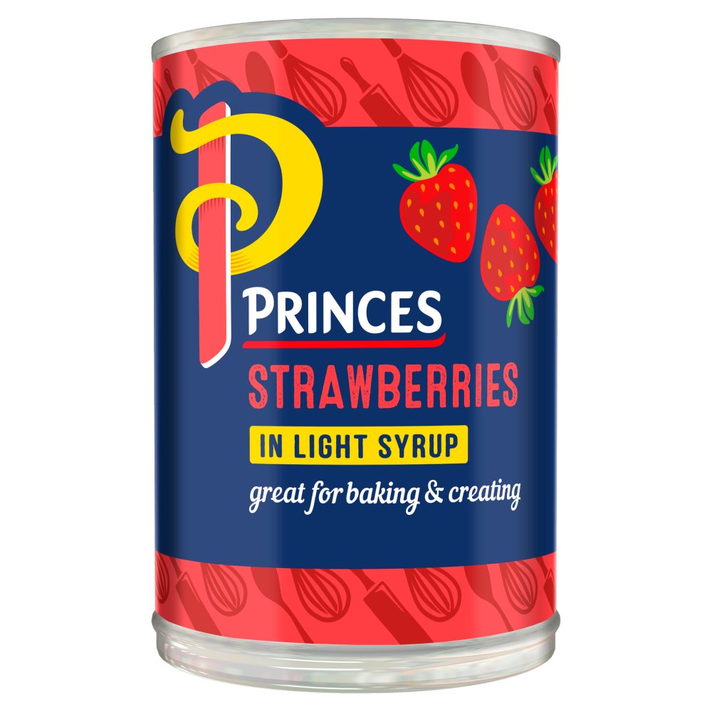 Princes Strawberries in Syrup 410g pack shot