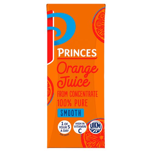 Princes Orange 100% Concentrate Juice 200ml pack shot