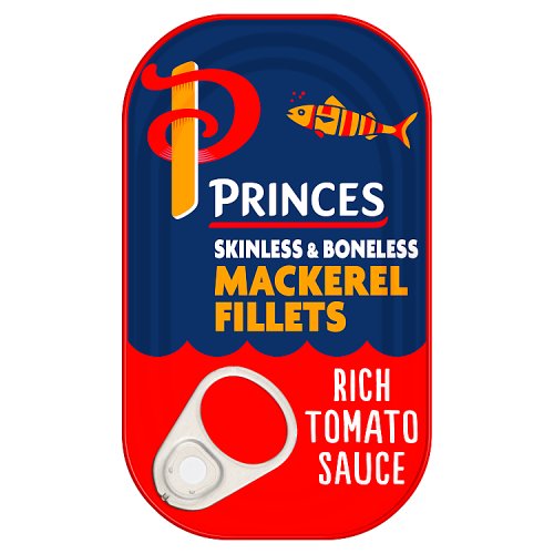 Princes Mackerel Fillets Rich Tomato Sauce 125g pack shot