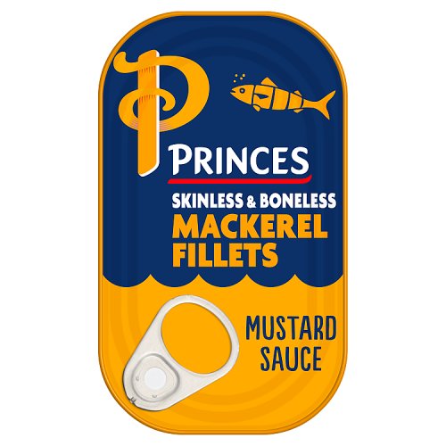 Princes Mackerel Fillets Mustard Sauce 125g pack shot