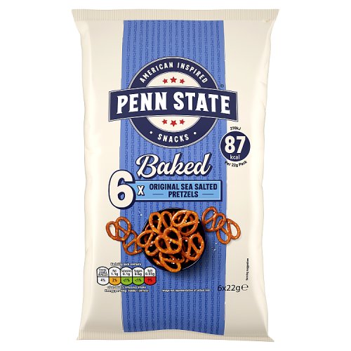 Penn State Baked Original Sea Salted Multipack Pretzels 6pk (6 x 22g) 132g pack shot