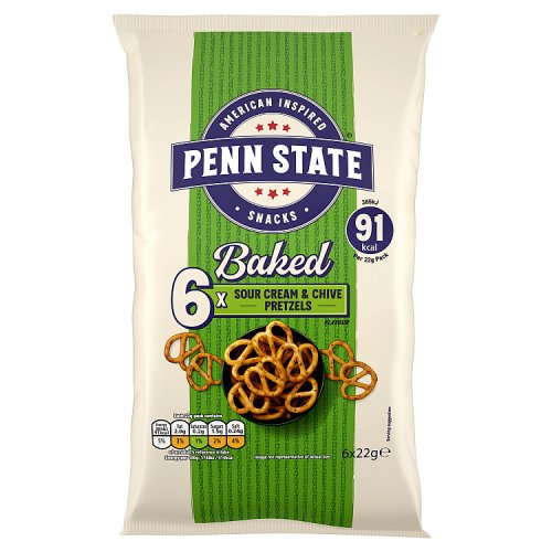 Penn State Baked Sour Cream & Chive Multipack Pretzels 6pk (6 x 22g) 132g pack shot