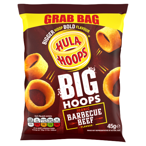 Hula Hoops Big Hoops Grab Bag BBQ 45g pack shot