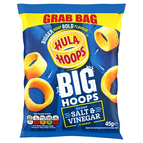 Hula Hoops Big Hoops Salt & Vinegar Grab Bag 45g pack shot