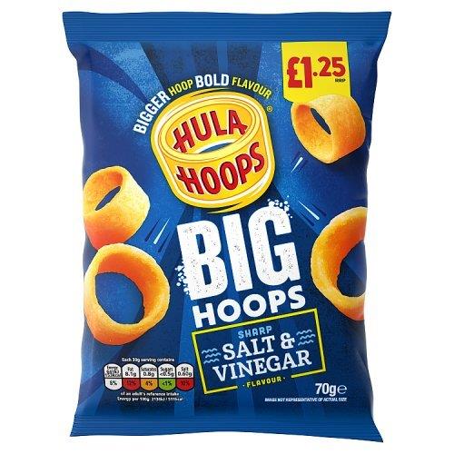 Hula Hoops Big Salt & Vinegar PM £1.25 70g pack shot