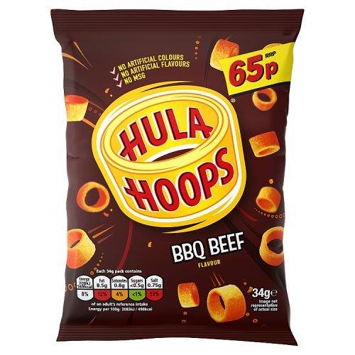Hula Hoops BBQ Beef PM 65p 34g pack shot