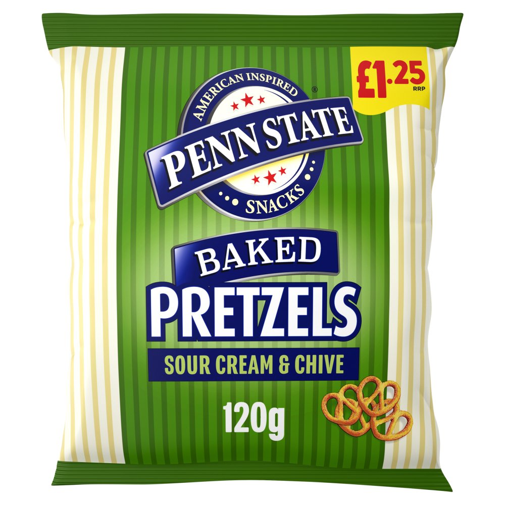 Penn State Sour Cream & Chive Pretzels PM £1.25 120g pack shot