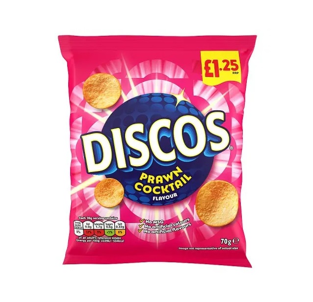 Discos Prawn Cocktail PM £1.25 70g pack shot