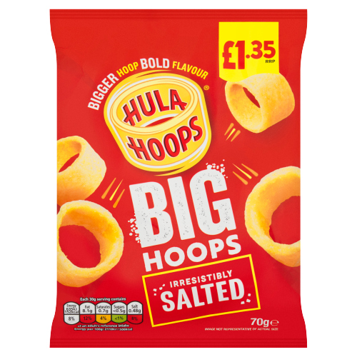 Hula Hoops Big Hoops Salted 70g PMP pack shot