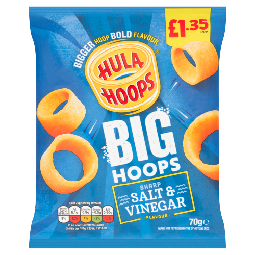 Hula Hoops Big Hoops Salt & Vinegar 70g PMP pack shot