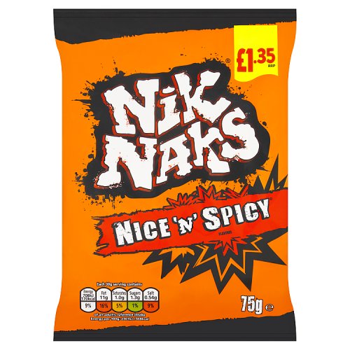 Nik Naks Nice N Spicy PM £1.35 75g pack shot