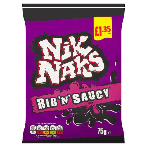 Nik Naks Rib N Saucy PM £1.35 75g pack shot