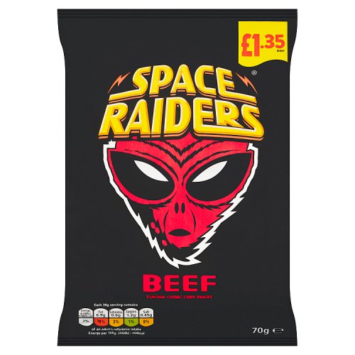 Space Raiders Beef PM £1.35 70g pack shot