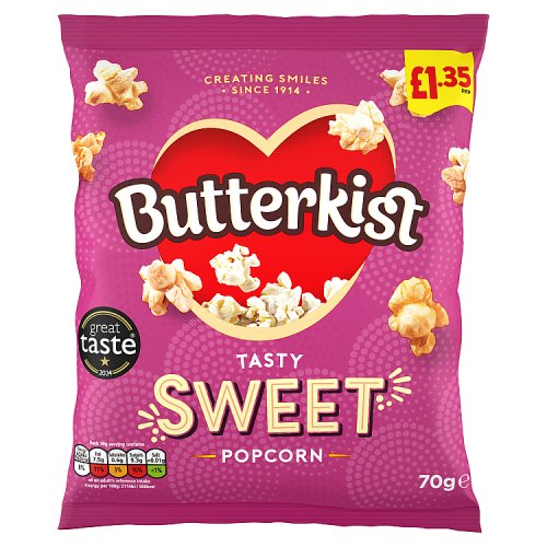Butterkist Cinema Sweet Popcorn PM £1.35 70g pack shot