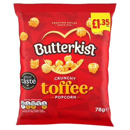 Butterkist Crunchy Toffee Popcorn PM £1.35 78g pack shot