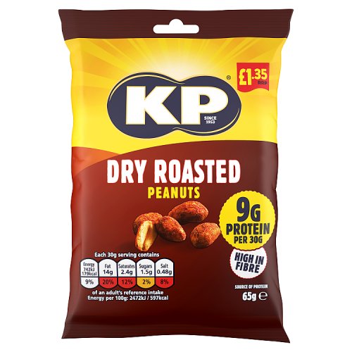 KP Dry Roasted Peanuts PM £1.25 65g pack shot