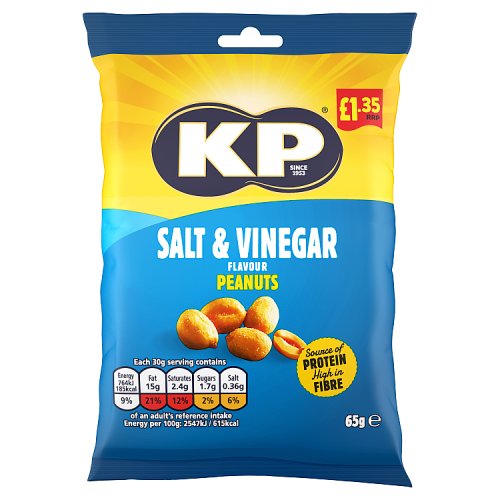 KP Salt & Vinegar Peanuts PM £1.25 65g pack shot