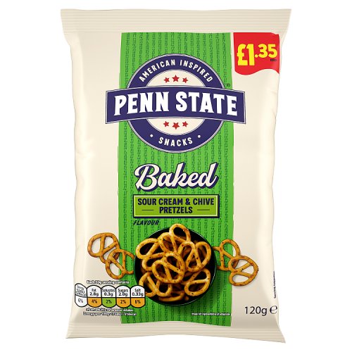 Penn State Sour Cream & Chive Pretzels PM £1.35 120g pack shot