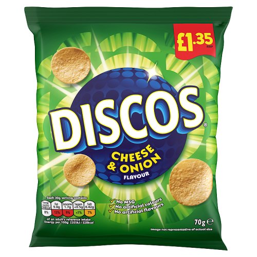 Discos Cheese & Onion PM 70g £1.35 70g pack shot
