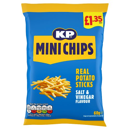 KP Mini Chips Salt & Vinegar PM £1.35 60g pack shot