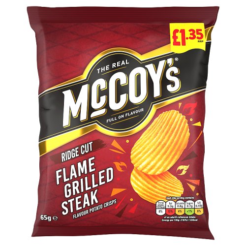 McCoys Flame Grilled Steak PM £1.35 65g pack shot