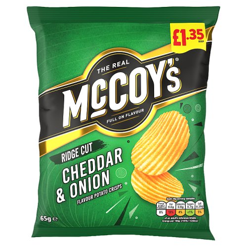 McCoys Cheddar & Onion PM £1.35 65g pack shot